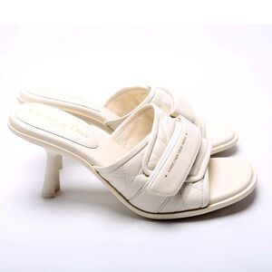 Dior Cannage Quilted Women's Cream Heeled Sandals, Size 38.5